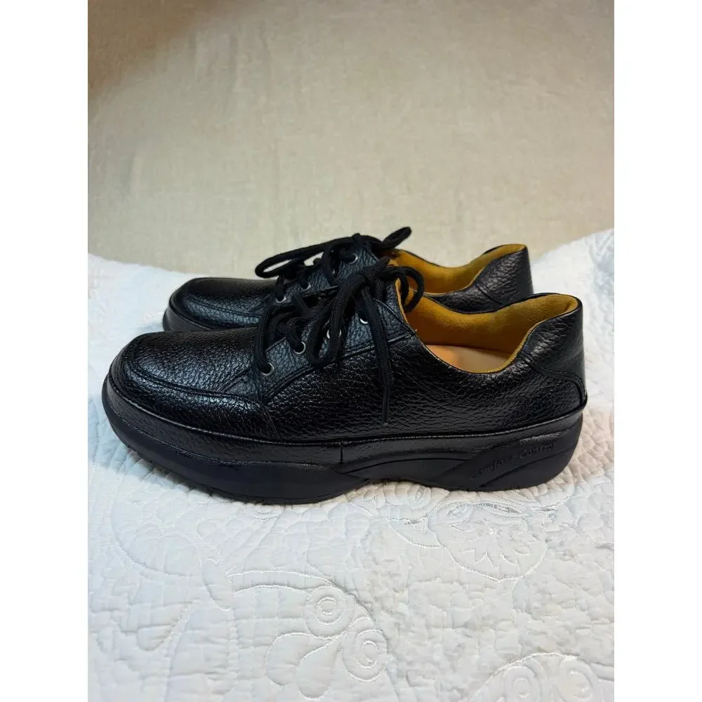 NWT Dr. Comfort Men 10.5 Black Justin Pebbled Leather Lace Up Walking Shoes